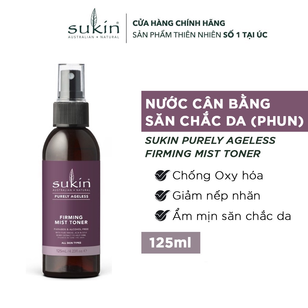 Nước Cân Bằng Dạng Phun Sương Săn Chắc Da Sukin Purely Ageless Firming Mist Toner 125ml (HSD: 01/08/2024)