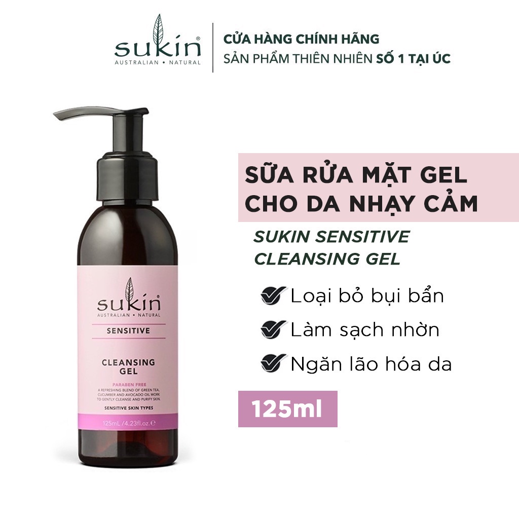 Sữa Rửa Mặt Dành Cho Da Nhạy Cảm Dạng Gel Sukin Sensitive Cleansing Gel 125ml