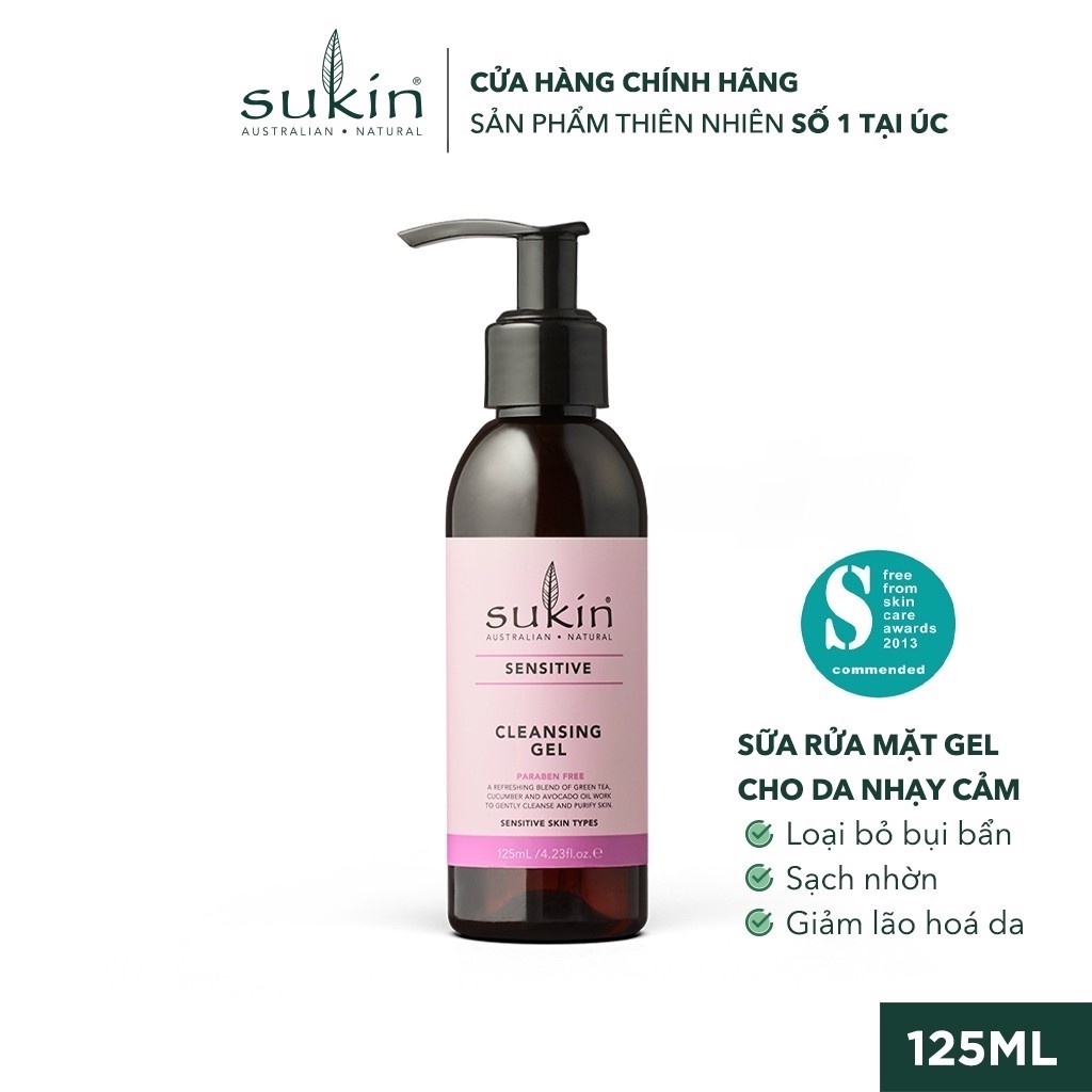 Sữa Rửa Mặt Dành Cho Da Nhạy Cảm Dạng Gel Sukin Sensitive Cleansing Gel 125ml (HSD: 31/11/2024)