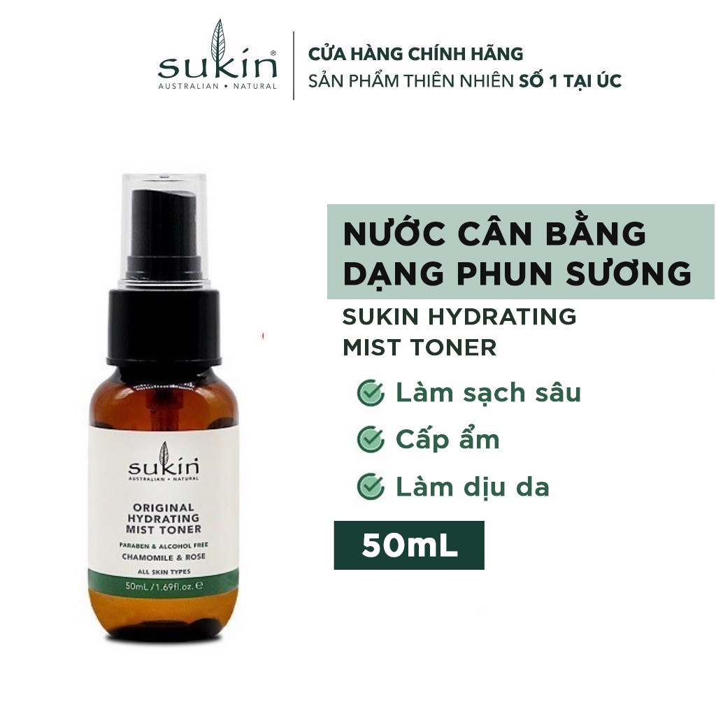 Nước Cân Bằng Dạng Phun Sương Sukin Hydrating Mist Toner 50ml