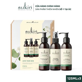 Hộp Quà Sukin Pack Love Your Skin Dưỡng Ẩm Da Sữa Rữa Mặt 125ml + Nước Hoa Hồng Phun Sương 125ml + Kem Dưỡng Ẩm 125ml