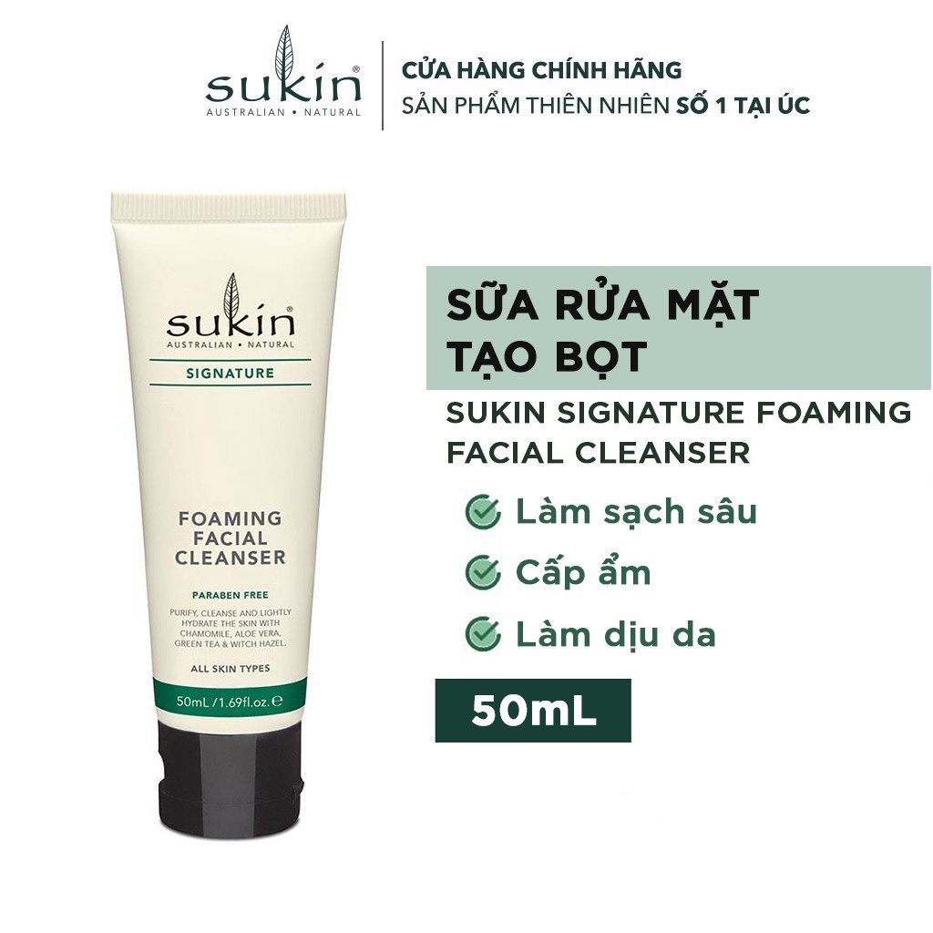 Sữa Rửa Mặt Tạo Bọt Sukin Signature Foaming Facial Cleanser 50ml (HSD: 28/09/2024)