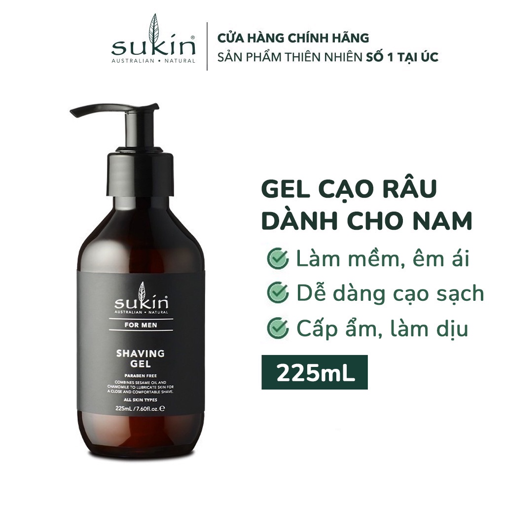 Gel Cạo Râu Sukin For Men Shaving Gel 225ml