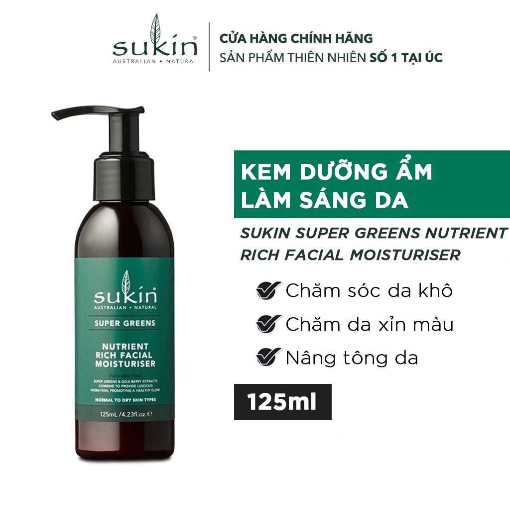 Kem Dưỡng Ẩm Làm Sáng Da Sukin Super Greens Nutrient Rich Facial Moisturiser 125ml (HSD: 21/08/2024)