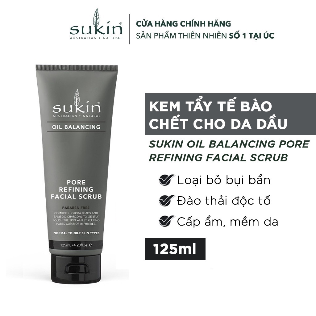 Kem Làm Sạch Tế Bào Chết Cân Bằng Dầu Sukin Oil Balancing Pore Refining Facial Scrub 125ml (HSD: 17/07/2024)