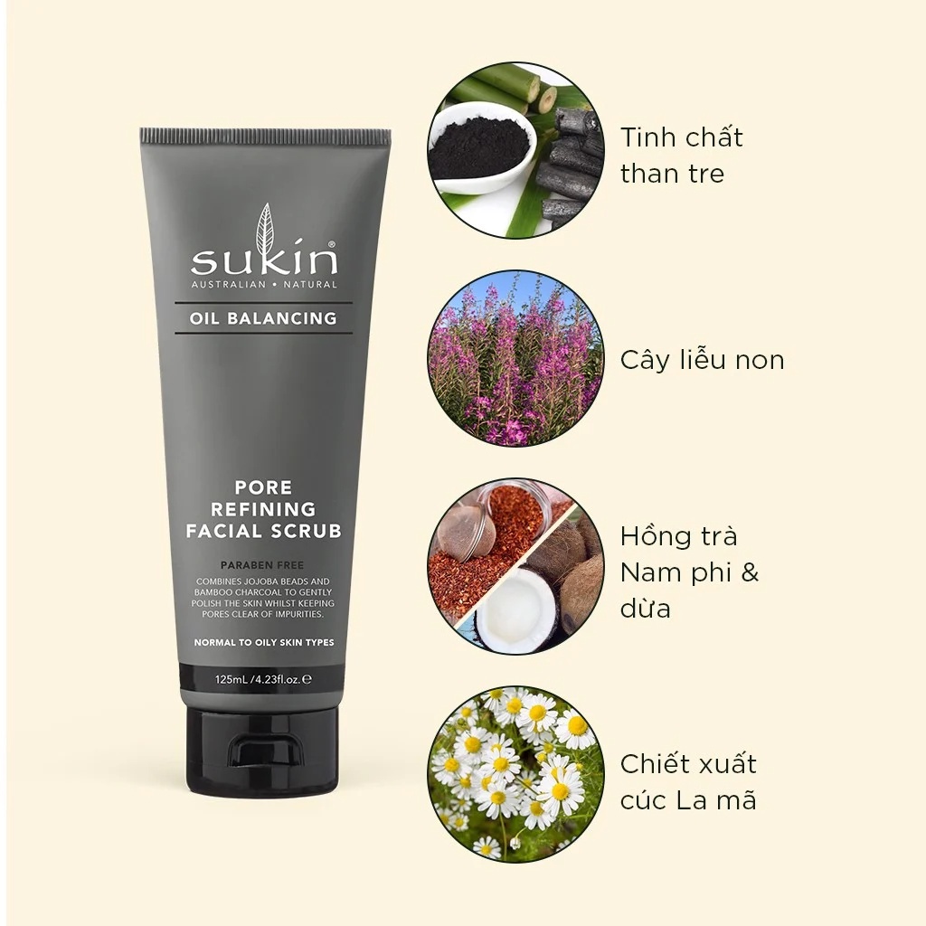 Kem Làm Sạch Tế Bào Chết Cân Bằng Dầu Sukin Oil Balancing Pore Refining Facial Scrub 125ml (HSD: 17/07/2024)