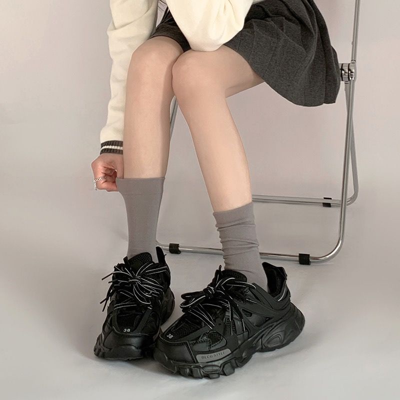 Jiashucheng Vớ Màu Trơn Cổ Cao Vừa Không Xương Dễ Phối Đồ Thời Trang Xuân Hè Cho Nữ