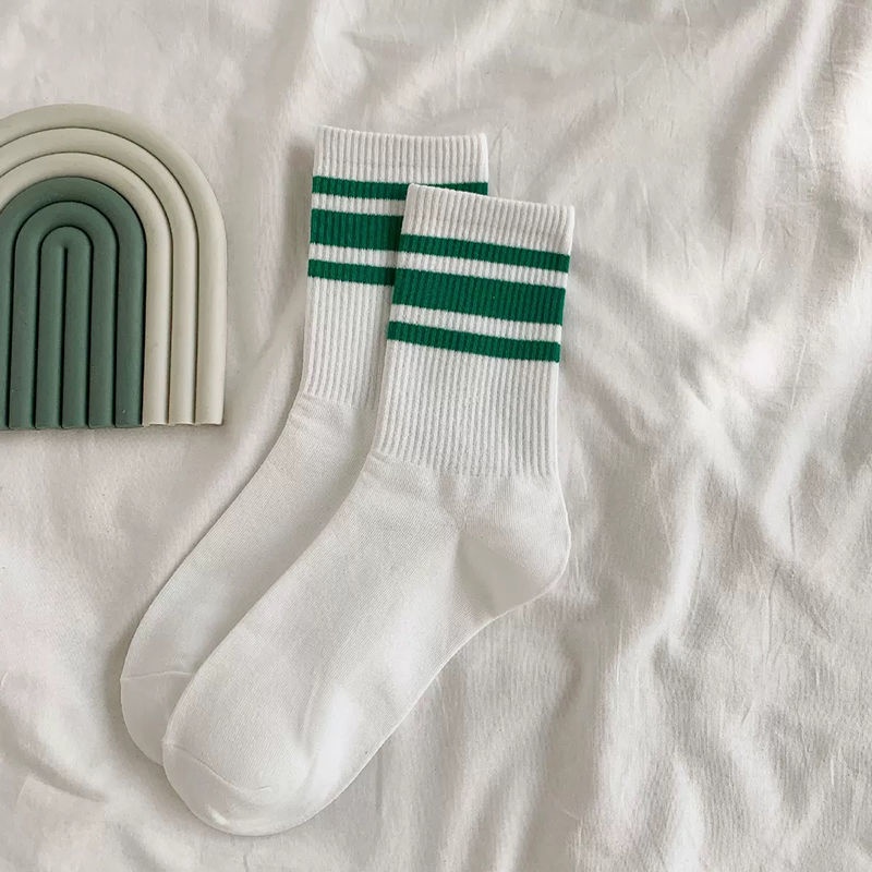 Jiashucheng Vớ Thể Thao Dài Bằng Vải Cotton Họa Tiết Chữ C Bản Lớn Phong Cách Hàn Quốc Dễ Phối Đồ Thời Trang Xuân Hè Dành Cho Bạn Nữ