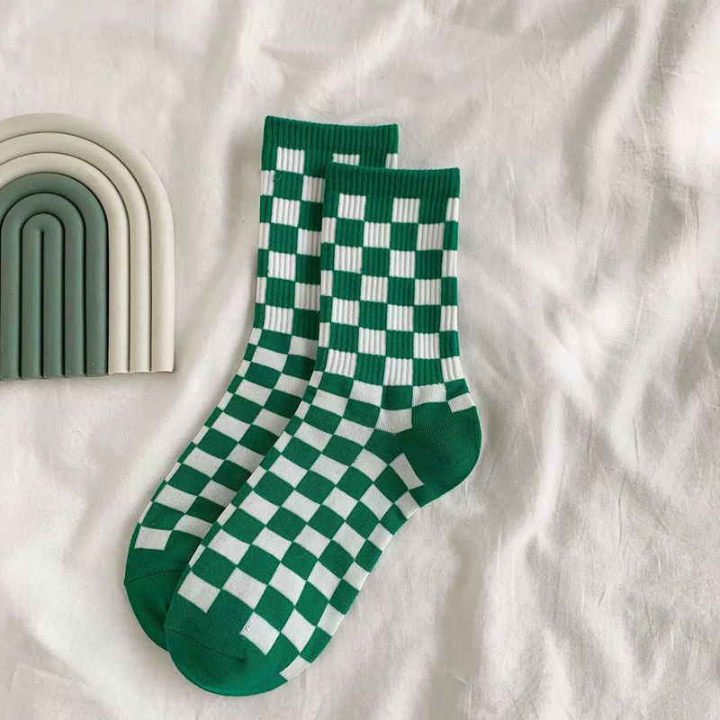 Jiashucheng Vớ Thể Thao Dài Bằng Vải Cotton Họa Tiết Chữ C Bản Lớn Phong Cách Hàn Quốc Dễ Phối Đồ Thời Trang Xuân Hè Dành Cho Bạn Nữ