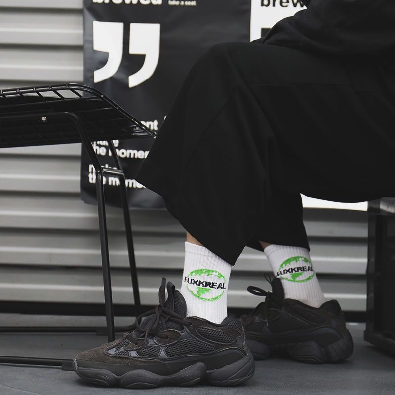 Jiashucheng Set 3 Đôi Vớ Cotton Màu Xanh Lá Dạ Quang Phong Cách Hip Hop Âu Mỹ Hàn Quốc Dành Cho Cặp Đôi