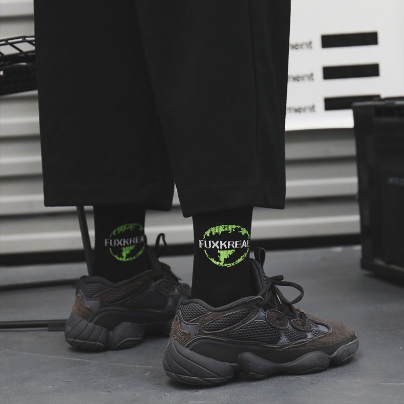 Jiashucheng Set 3 Đôi Vớ Cotton Màu Xanh Lá Dạ Quang Phong Cách Hip Hop Âu Mỹ Hàn Quốc Dành Cho Cặp Đôi