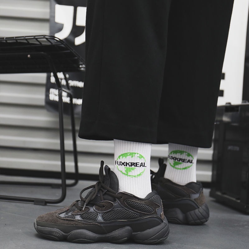 Jiashucheng Set 3 Đôi Vớ Cotton Màu Xanh Lá Dạ Quang Phong Cách Hip Hop Âu Mỹ Hàn Quốc Dành Cho Cặp Đôi