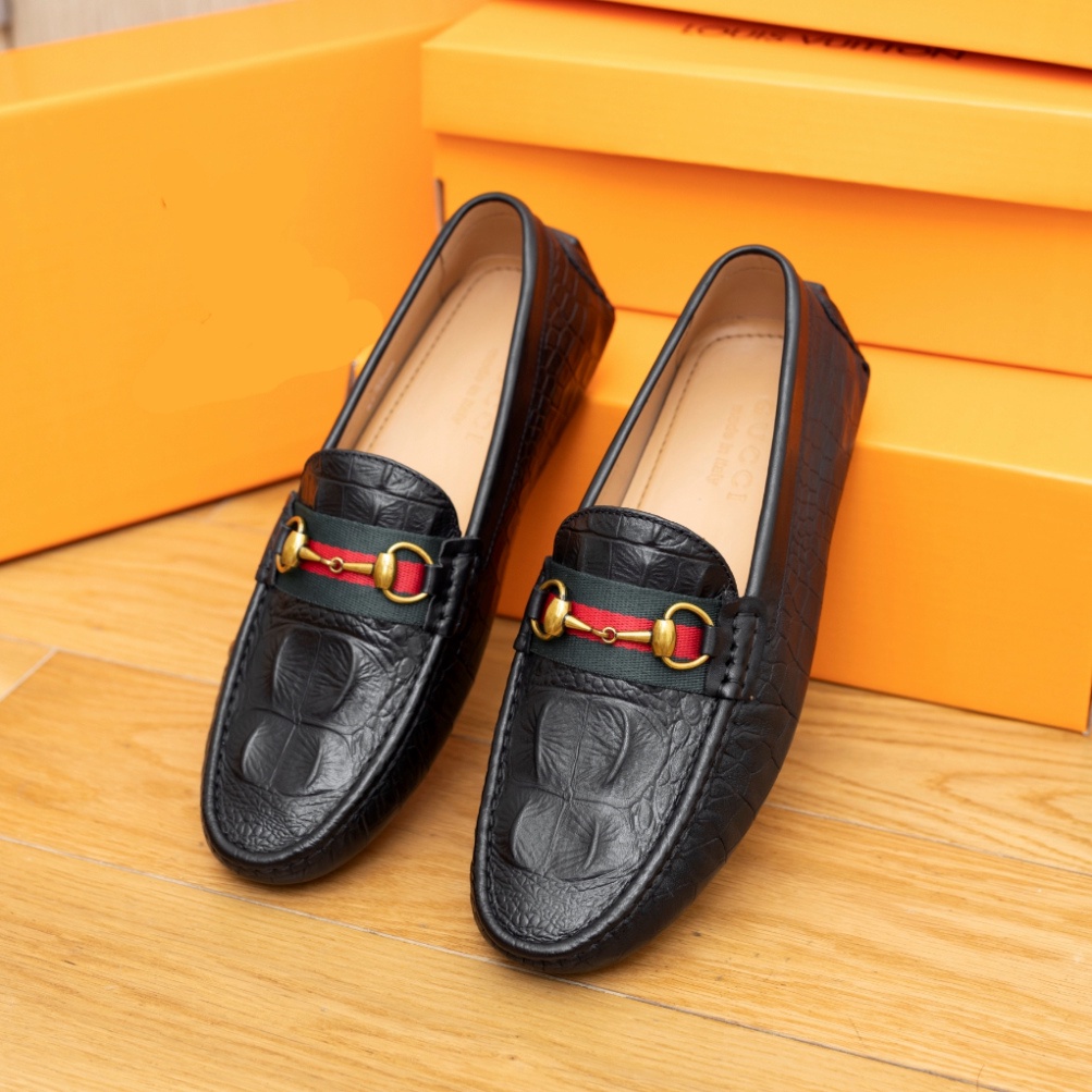 Giày Mọi Nam, Giày Lười Nam Công Sở Da Thật Dập Vân Gù Size 38 Đến 43 Mã M069 Màu Đen