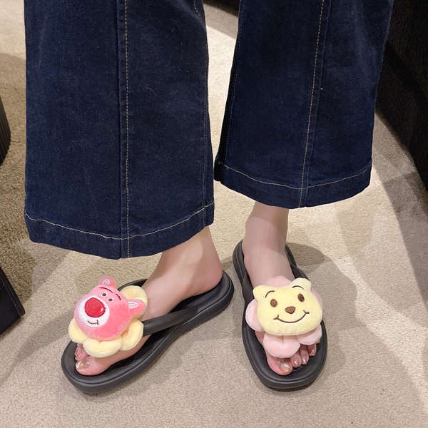 Dép kẹp đế cao Dâu tây gấu bãi biển người kéo con gái