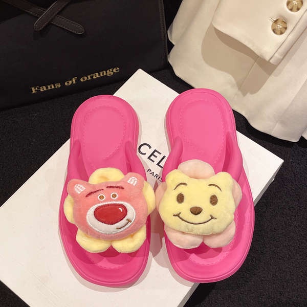 Dép kẹp đế cao Dâu tây gấu bãi biển người kéo con gái