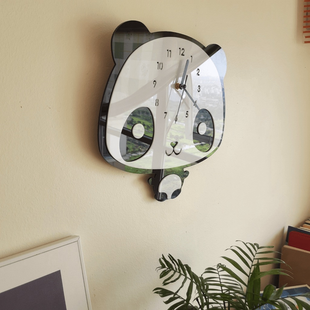 Cathywatch Đồng hồ treo tường dễ thương hình Gấu Trúc kute