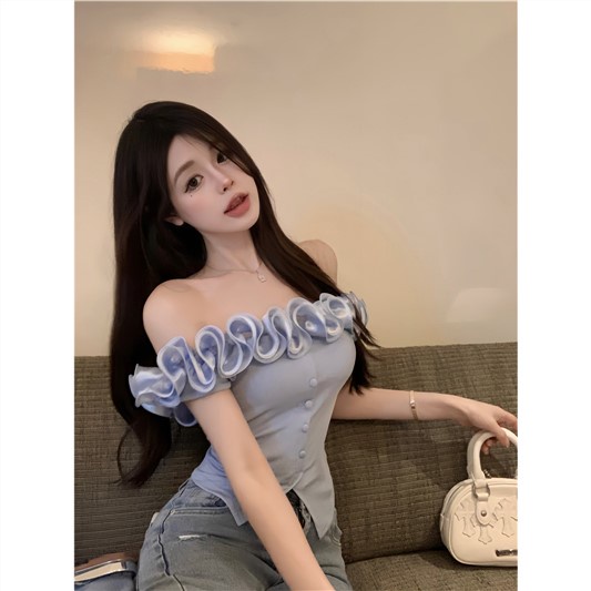 Áo Ống Ngắn Sát Nách Cổ Phẳng Kiểu Pháp Gợi Cảm Thời Trang Mùa Hè Cho Bạn Gái