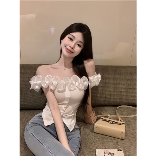 Áo Ống Ngắn Sát Nách Cổ Phẳng Kiểu Pháp Gợi Cảm Thời Trang Mùa Hè Cho Bạn Gái