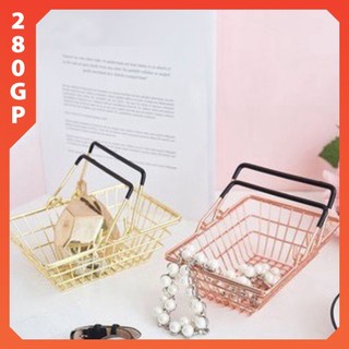 Giỏ Đựng Đồ Trang Trí Giỏ đựng mĩ phẩm Mini Bằng Thép Không Gỉ