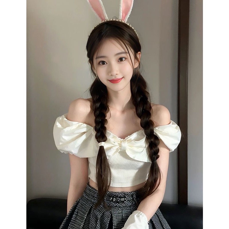 Áo Ống Ngắn Trễ Vai Mùa Hè Kiểu Dáng Ngọt Ngào Gợi Cảm Phong Cách Jiashucheng Kiểu Mới Cho Nữ