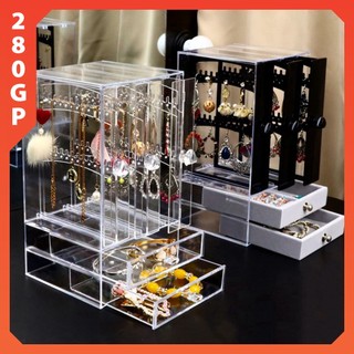 Hộp mica trưng bày nhẫn, bông tai, dây chuyền, phụ kiện (CÓ SẴN tại HN - Khay Acrylic kháng vỡ)