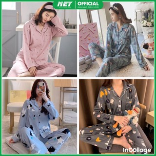 [XẢ HÀNG] Bộ Ngủ Nữ Cotton Dài Tay - Đồ Mặc Nhà Nữ Kiểu Dáng Hàn Quốc