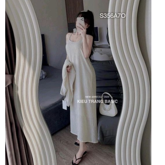 Đầm Maxi Hai Dây Dáng Dài Đi Biển Mùa Hè ,Đầm Ngủ ,Váy 2 Dây Suông Ulzzang Chất Tơ Đũi 2 Lớp Kèm Áo Sơ Mi Khoác Ngoài