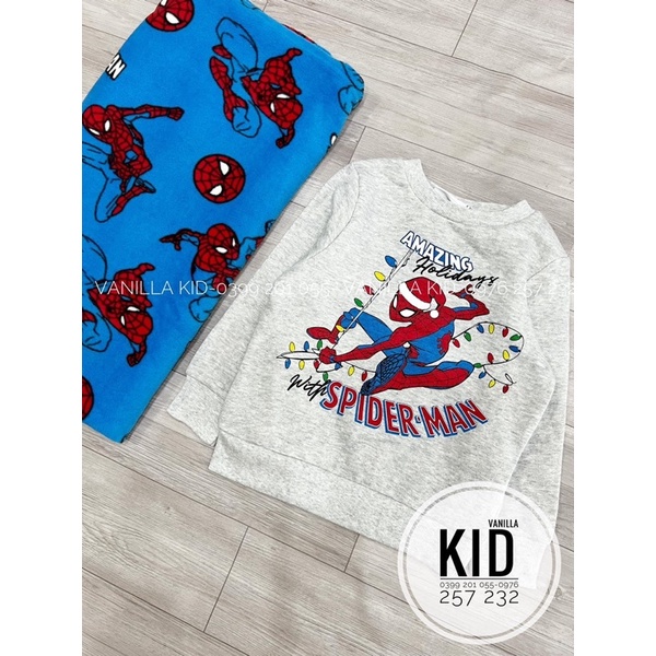 Set áo nỉ kèm khăn choàng  spiderman dư xịn bé trai