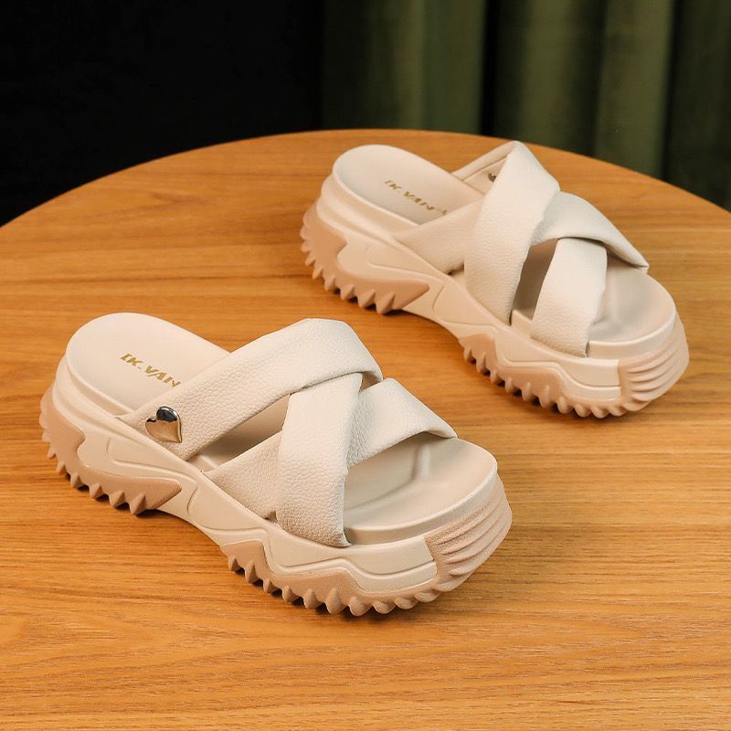 Dép Da Thật Đế Dày Thời Trang Mùa Hè 2023 Dễ Phối Đồ Cho Nữ