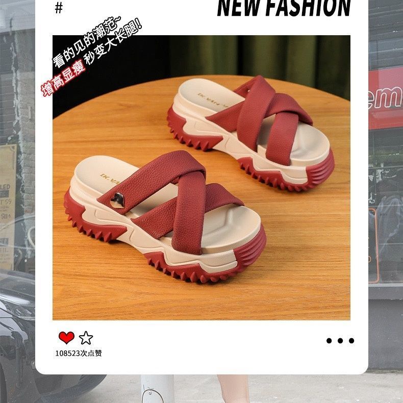 Dép Da Thật Đế Dày Thời Trang Mùa Hè 2023 Dễ Phối Đồ Cho Nữ