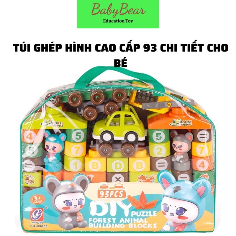 Túi ghép hình lớn BabyBear nhựa cao cấp xây dựng tri tưởng tượng, sáng tạo thông minh cho bé