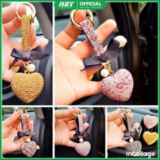 Charm treo túi đính đá hình trái tim xinh xắn, dễ thương