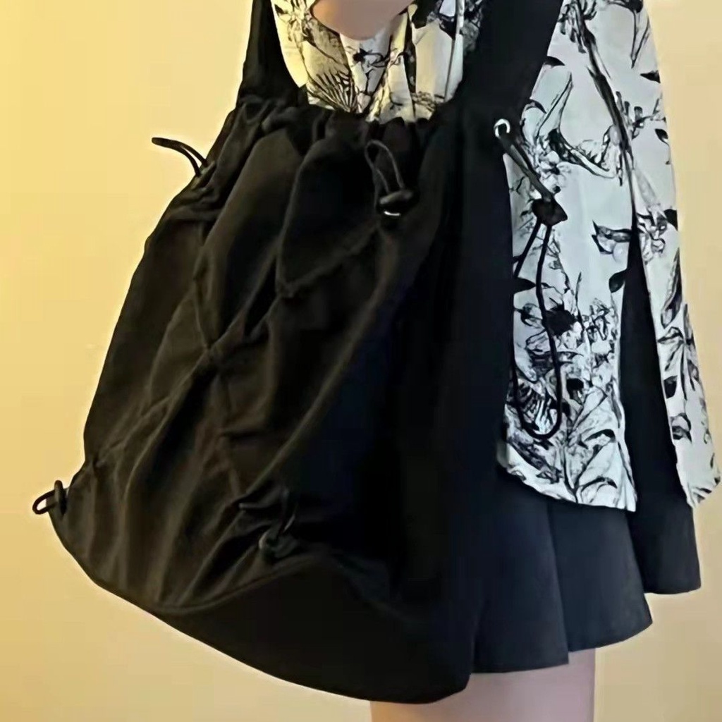 Hàng Có Sẵn! Hàng Có Sẵn!Panben Funben Túi Đeo Vai Bằng Vải Nylon Dây Rút Một Bên Vai Sức Chứa Lớn Có Tua Rua Tự Làm Thủ Công Mùa Hè