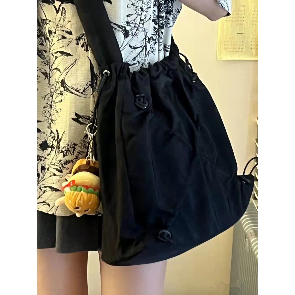 Hàng Có Sẵn! Hàng Có Sẵn!Panben Funben Túi Đeo Vai Bằng Vải Nylon Dây Rút Một Bên Vai Sức Chứa Lớn Có Tua Rua Tự Làm Thủ Công Mùa Hè