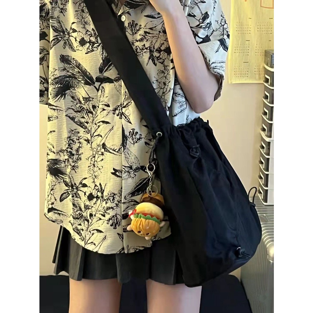 Hàng Có Sẵn! Hàng Có Sẵn!Panben Funben Túi Đeo Vai Bằng Vải Nylon Dây Rút Một Bên Vai Sức Chứa Lớn Có Tua Rua Tự Làm Thủ Công Mùa Hè