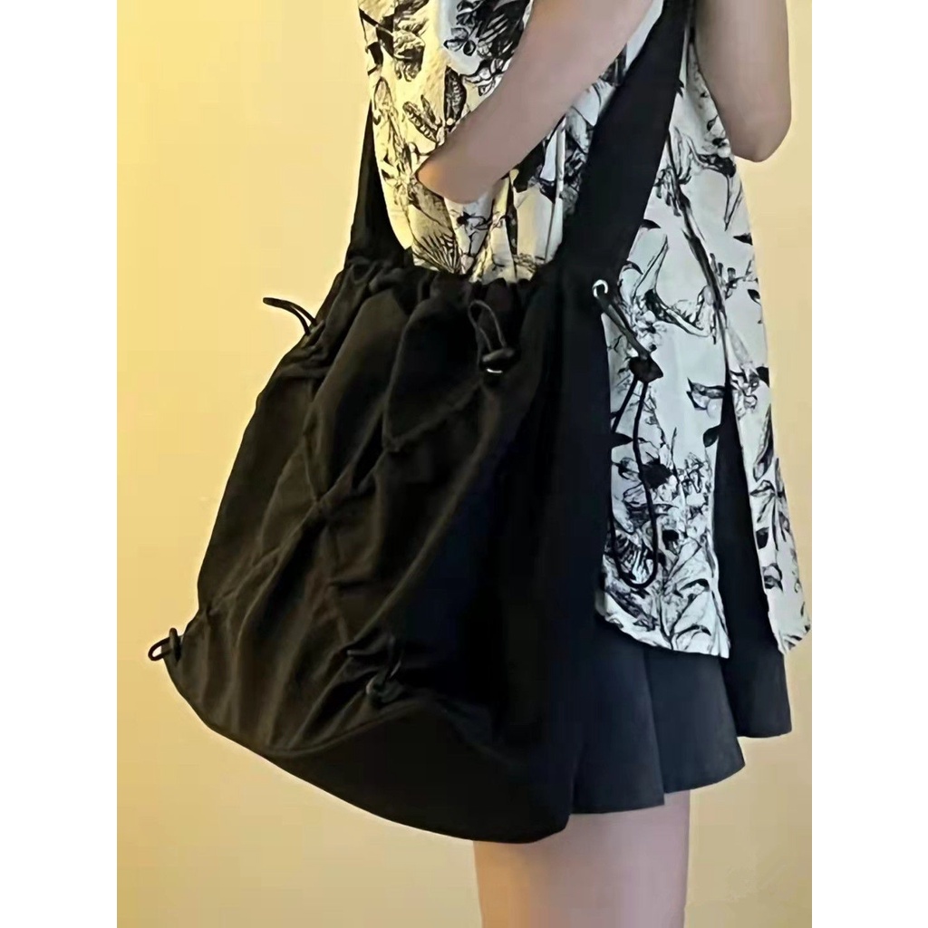 Hàng Có Sẵn! Hàng Có Sẵn!Panben Funben Túi Đeo Vai Bằng Vải Nylon Dây Rút Một Bên Vai Sức Chứa Lớn Có Tua Rua Tự Làm Thủ Công Mùa Hè