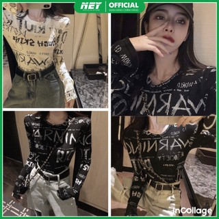 XẢ Áo thun body Dài Tay Korea Nữ 🌸 Phông chữ dáng ôm màu Đen | Trắng | sexy SIÊU HOT 🌸 47-56kg