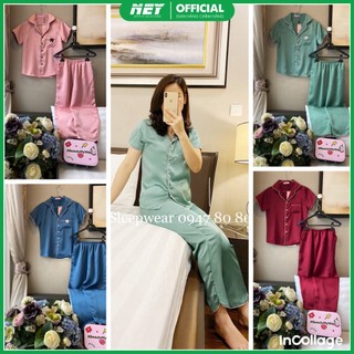 [HÌNH THẬT] BỘ NGỦ LỤA TRƠN CAO CẤP TAY NGẮN QUẦN DÀI - BN006