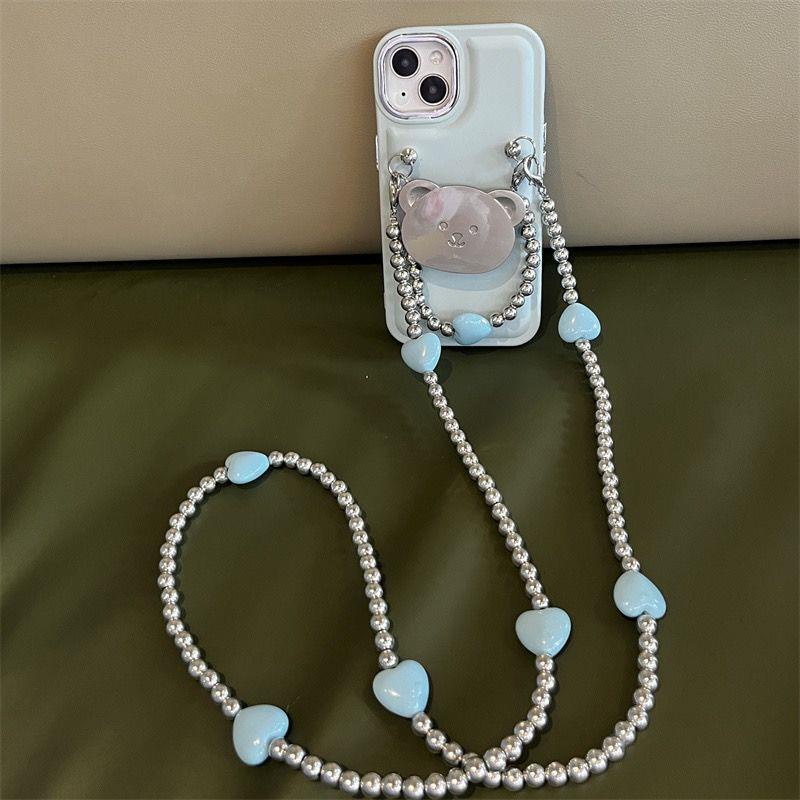 Ốp Điện Thoại Màu Xanh Dương Họa Tiết Chú Gấu Dễ Thương Cho Iphone 14Promax 13