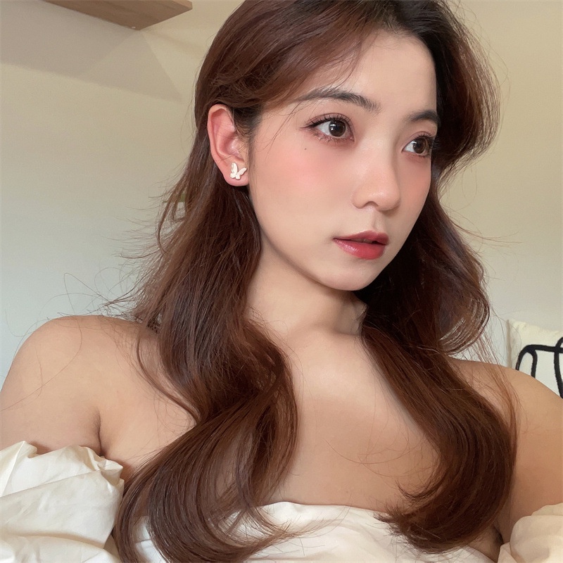 Khuyên tai kẹp không bấm lỗ chốt cố định K364 bằng hợp kim mạ vàng hình cánh bướm dáng ngắn Leous Accessories