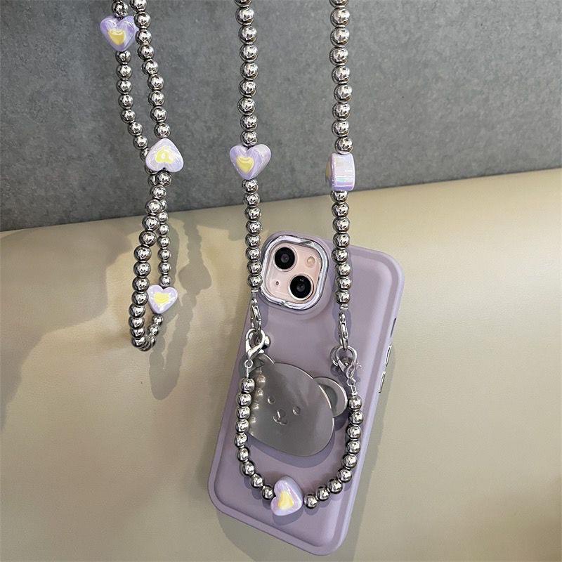 Ốp Điện Thoại silicone Hình Gấu Màu Tím Chất Lượng Cao Cho iPhone14pro max Apple 13 12 /