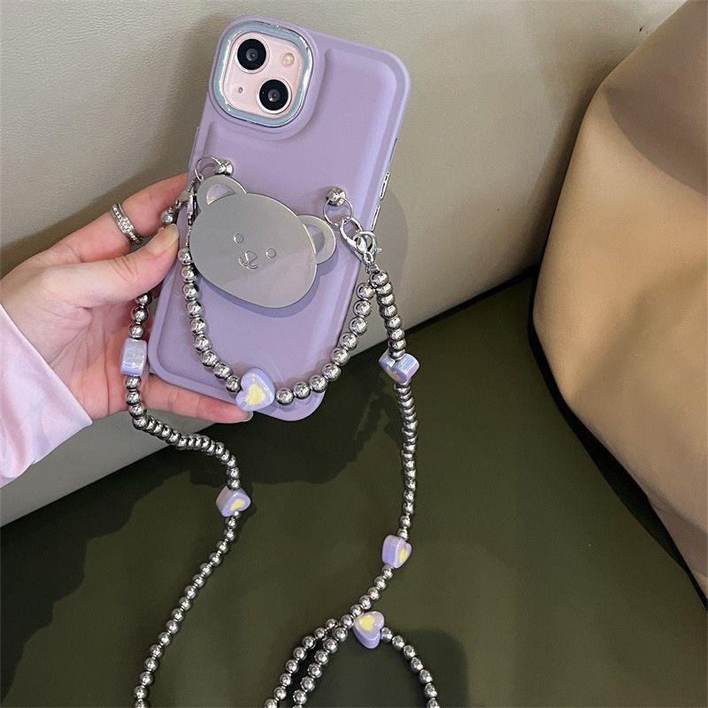 Ốp Điện Thoại silicone Hình Gấu Màu Tím Chất Lượng Cao Cho iPhone14pro max Apple 13 12 /