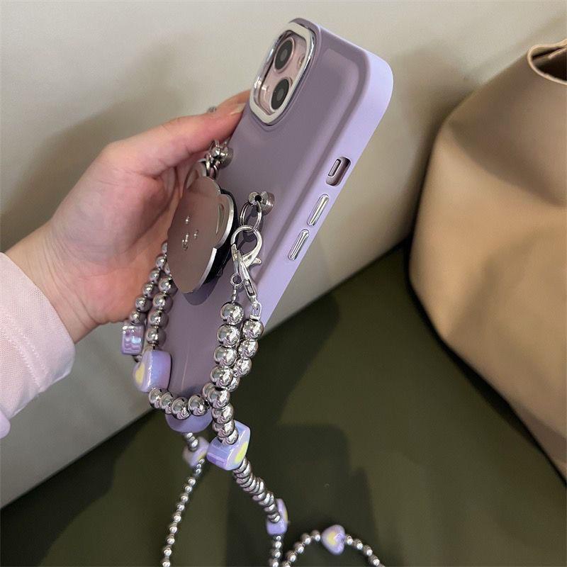 Ốp Điện Thoại silicone Hình Gấu Màu Tím Chất Lượng Cao Cho iPhone14pro max Apple 13 12 /