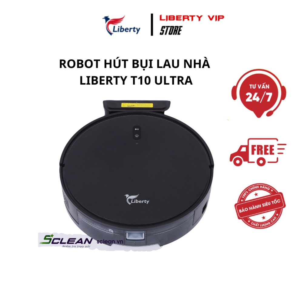 Robot hút bụi lau nhà Liberty T10 Ultra, Lực hút cực mạnh 3000 PA, Điều khiển app điện thoại thông minh, Bảo hành 12T