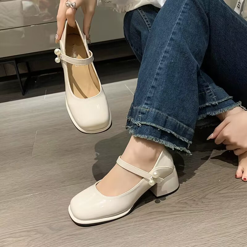 Giày nữ lolita thô và retro Pháp Mary Jane