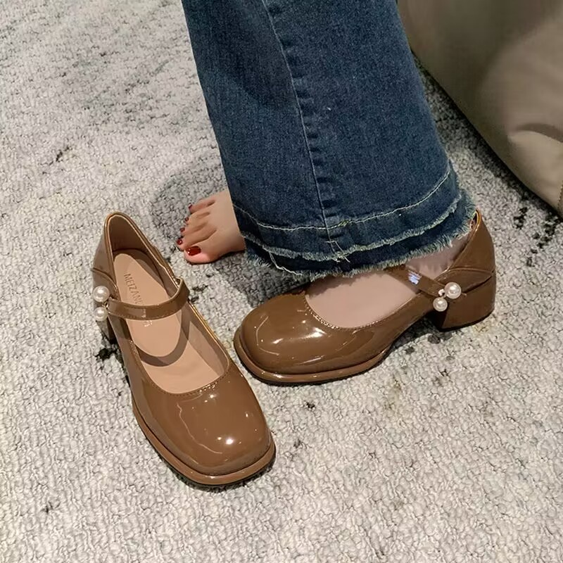 Giày nữ lolita thô và retro Pháp Mary Jane