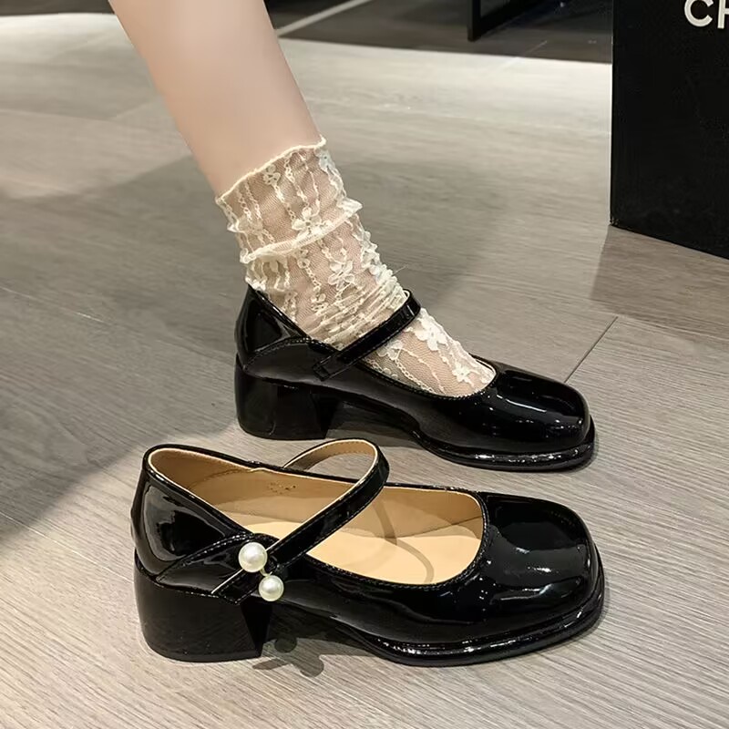 Giày nữ lolita thô và retro Pháp Mary Jane