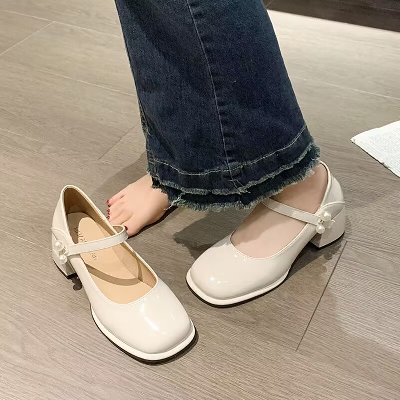 Giày nữ lolita thô và retro Pháp Mary Jane