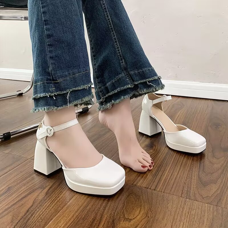 Giày cao gót phong cách pháp thô và bao đầu tiên nữ