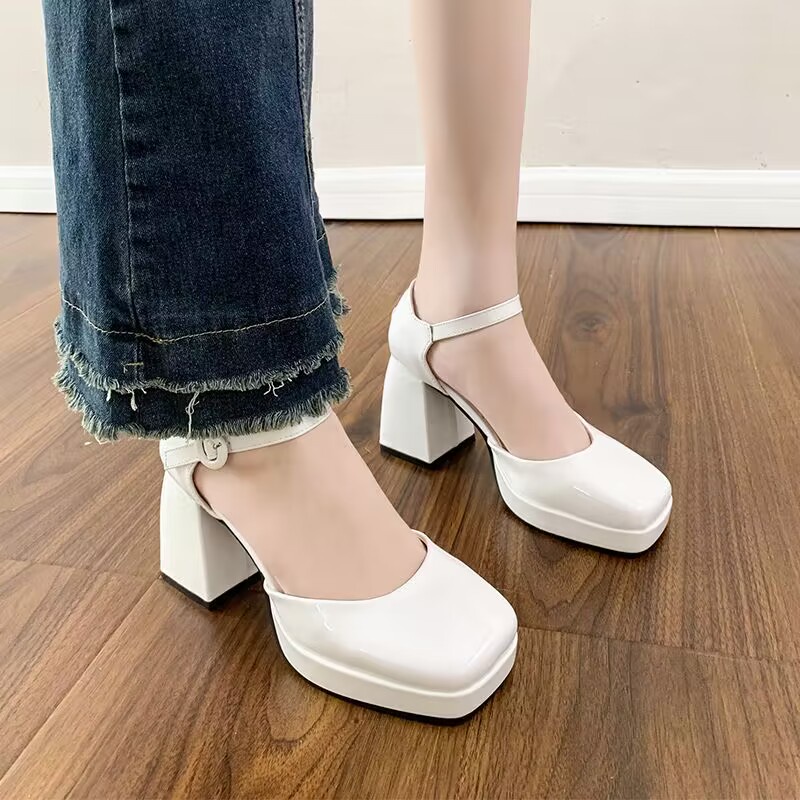 Giày cao gót phong cách pháp thô và bao đầu tiên nữ